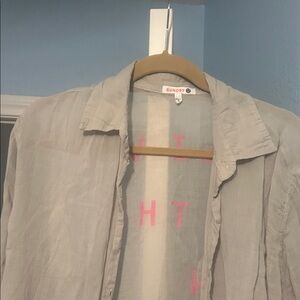 Sundry Sheer Light Gray Button-Down Shirt